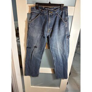 Nautica Jeans Co Mens Relaxed Blue Denim Carpenter Jeans Distressing/Stains 63-8